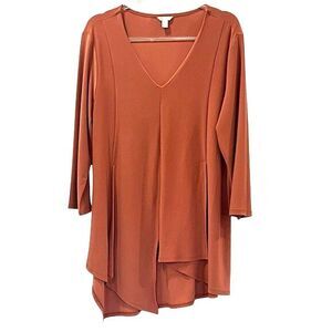 Cato Women’s Long Sleeve Burnt Orange Long Blouse Size Large